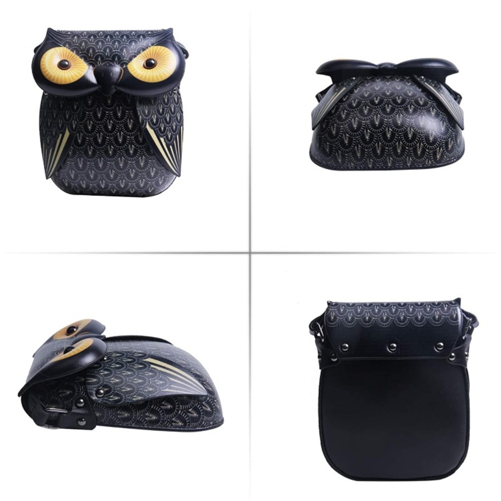Cute Owl Crossbody Bag Black - Picture 3 of 7